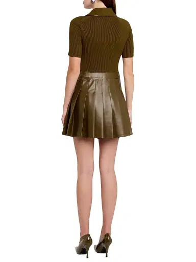 SIMKHAI Women's Linnie Faux-Leather Mixed-Media Minidress - Alligator | Thumbnail 4