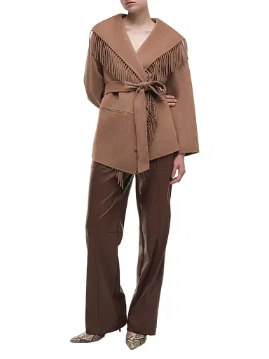 Simkhai Women's Rowen Fringe Belted Wool-Blend Jacket | Thumbnail 2 Simkhai Women's Rowen Fringe Belted Wool-Blend Jacket | Thumbnail 2