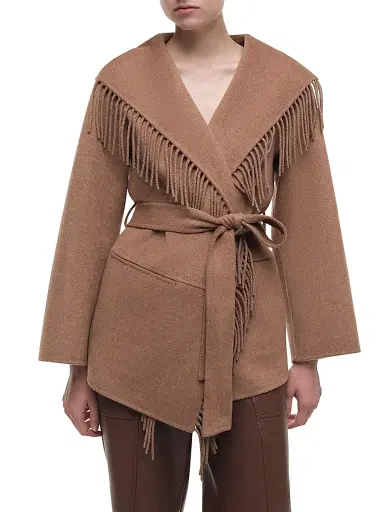 Simkhai Women's Rowen Fringe Belted Wool-Blend Jacket - Beige - Size XL | Thumbnail 5 Simkhai Women's Rowen Fringe Belted Wool-Blend Jacket - Beige - Size XL | Thumbnail 5
