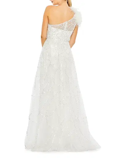 Mac Duggal Women's One-Shoulder Feathered A-Line Gown | Thumbnail 2 Mac Duggal Women's One-Shoulder Feathered A-Line Gown | Thumbnail 2