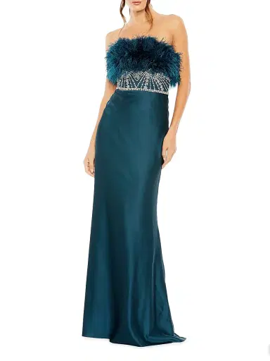 Mac Duggal Women's Feather Rhinestone Column Gown | Thumbnail 1