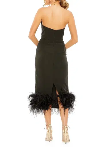 Mac Duggal Women's Feather-Trim Strapless Midi-Dress | Thumbnail 3 Mac Duggal Women's Feather-Trim Strapless Midi-Dress | Thumbnail 3