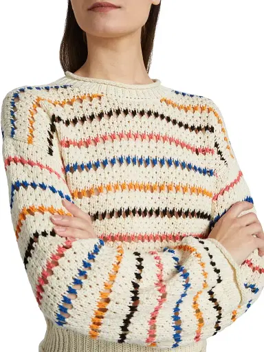 Mother Women's The Bell Sleeve Striped Cotton Sweater - She Sells Seashells | Thumbnail 6 Mother Women's The Bell Sleeve Striped Cotton Sweater - She Sells Seashells | Thumbnail 6