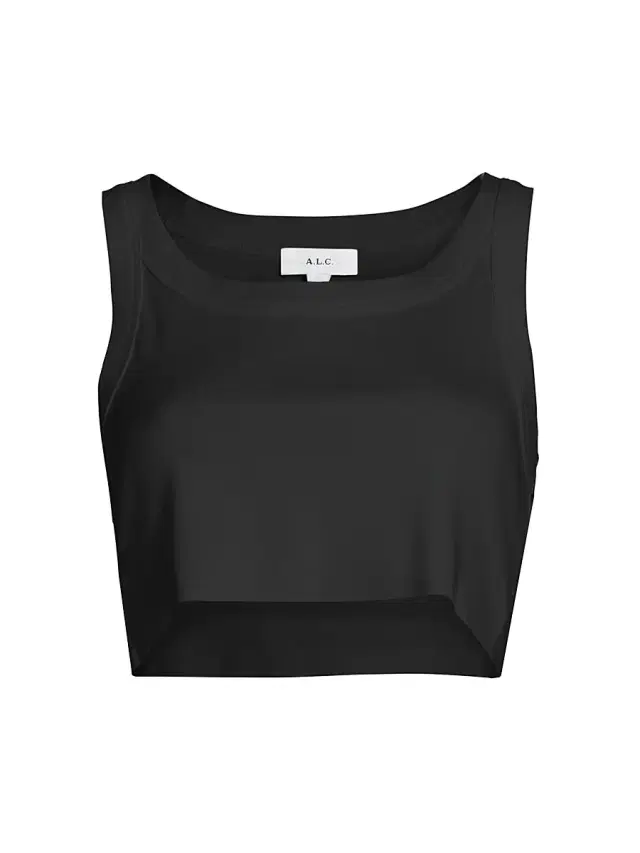 A.L.C. Women's Halsey Cotton Crop Tank - Black
