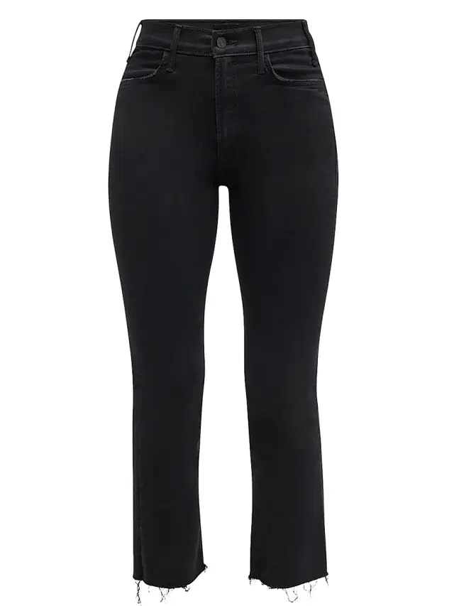 Mother Women's Lil' Hustler Ankle Fray High-Rise Stretch Jeans - Black