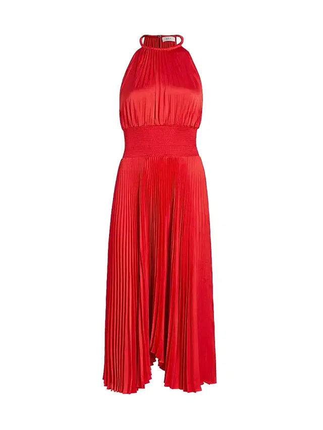 A.L.C. Women's Renzo II Asymmetric Pleated Midi-Dress - Red