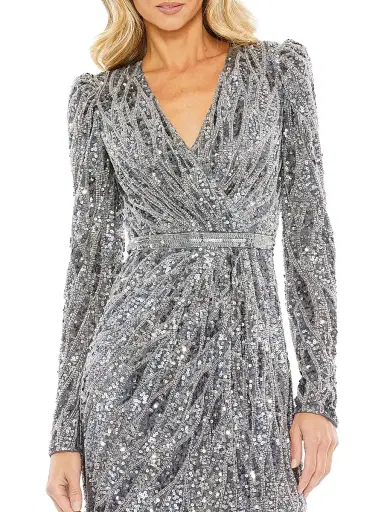 Mac Duggal Women's Embellished Faux Wrap Midi-Dress | Thumbnail 3