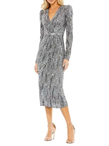 Mac Duggal Women's Embellished Faux Wrap Midi-Dress | Thumbnail 1