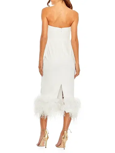 Mac Duggal Women's Feather-Trim Strapless Midi-Dress | Thumbnail 3 Mac Duggal Women's Feather-Trim Strapless Midi-Dress | Thumbnail 3