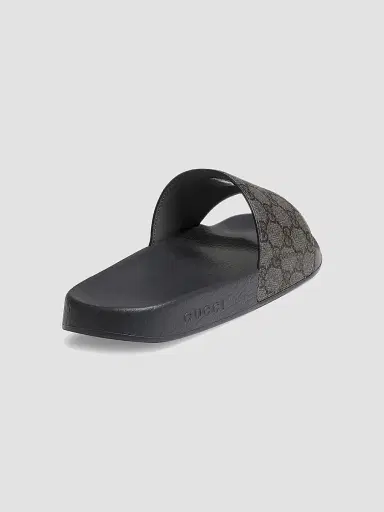 Gucci Men's GG Supreme Canvas Slide Sandals - Black - Size 14 | Thumbnail 3
