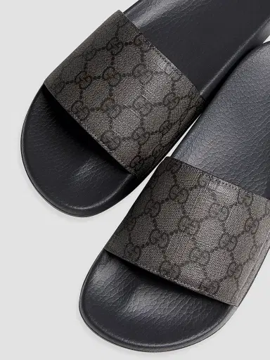 Gucci Men's GG Supreme Canvas Slide Sandals - Black - Size 14 | Thumbnail 4