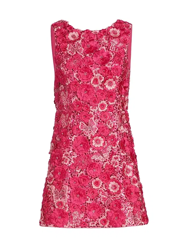 ALICE + OLIVIA Women's Lindsey Floral Appliqué Minidress - Candy Multi