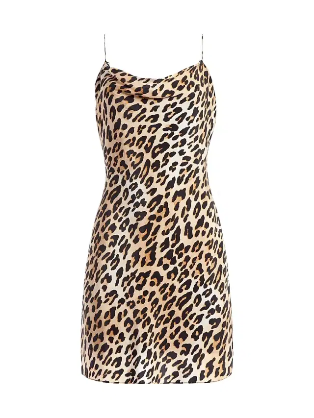 ALICE + OLIVIA Women's Harmony Leopard Draped Slip Mini Dress - Leopard Multi