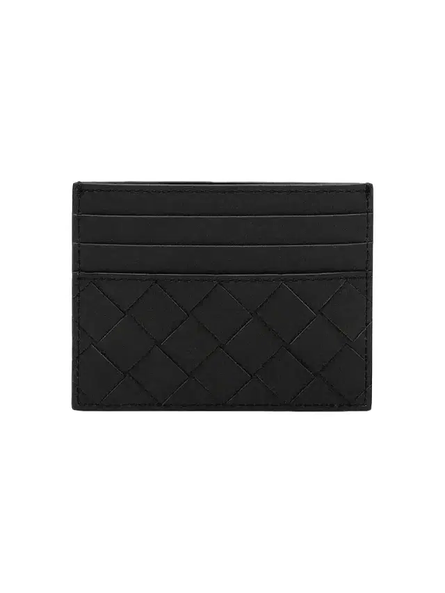 Bottega Veneta Men's Intrecciato Card Case - Black Silver