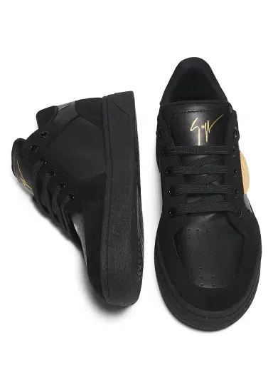 Giuseppe Zanotti Men's Leather & Suede Low-Top Sneakers - Velvet Black - Size 7.5 | Thumbnail 4