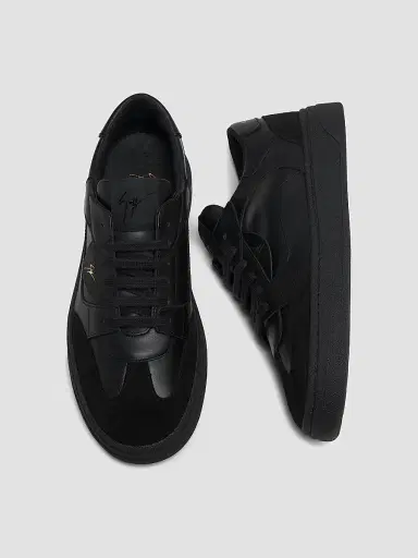 Giuseppe Zanotti Men's Scarpa Uomo Leather Low-Top Sneakers - Black Velvet - Size 9 | Thumbnail 4