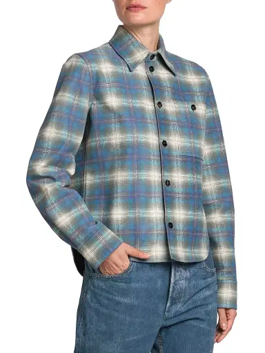 Bottega Veneta Women's Plaid Leather Shirt | Thumbnail 4 Bottega Veneta Women's Plaid Leather Shirt | Thumbnail 4