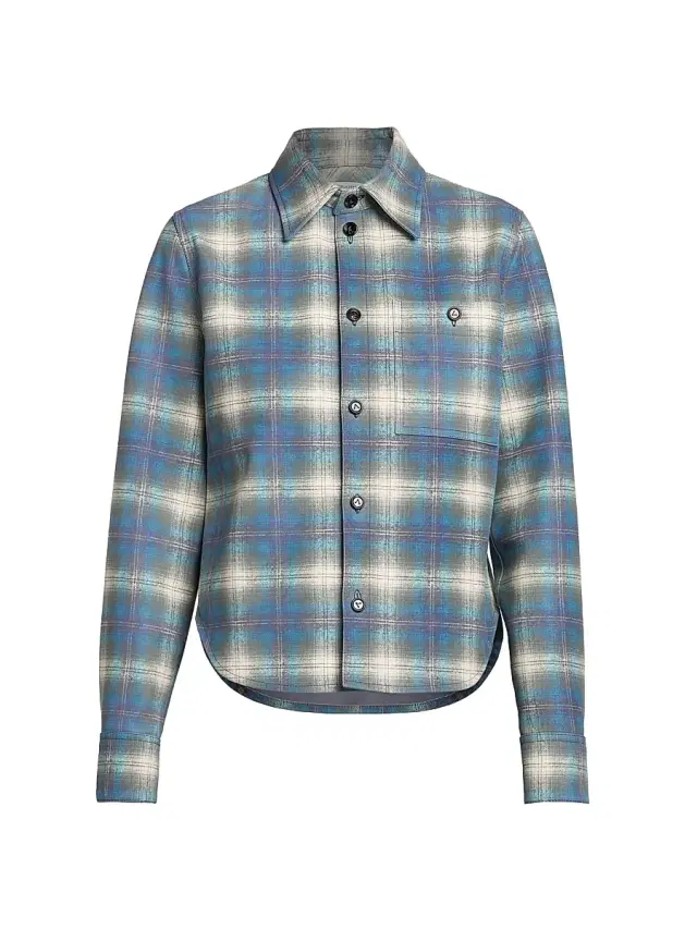 Bottega Veneta Women's Plaid Leather Shirt - Multi Light Blue