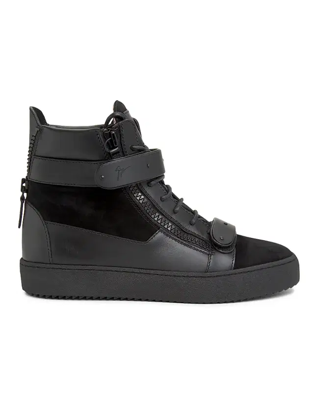 Men's Ru50040 Leather High-Top Sneakers - Black