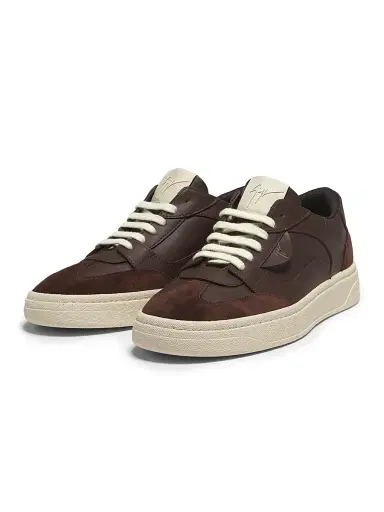 Giuseppe Zanotti Men's Scarpa Uomo Leather Low-Top Sneakers - Brown Velvet - Size 9 | Thumbnail 2
