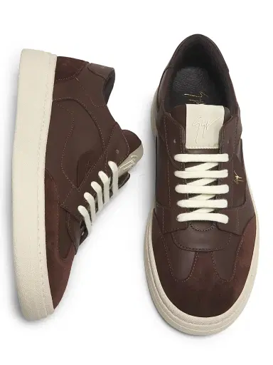 Giuseppe Zanotti Men's Scarpa Uomo Leather Low-Top Sneakers - Brown Velvet - Size 9 | Thumbnail 4