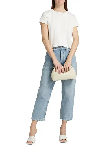 AGOLDE Women's Adine Shrunked T-Shirt - White Ash Dusty Cream - Size XL | Thumbnail 2