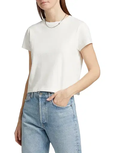AGOLDE Women's Adine Shrunked T-Shirt - White Ash Dusty Cream - Size XL | Thumbnail 4