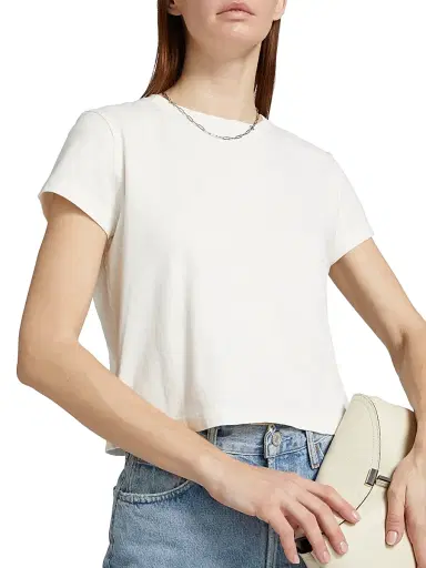 AGOLDE Women's Adine Shrunked T-Shirt - White Ash Dusty Cream - Size XL | Thumbnail 6