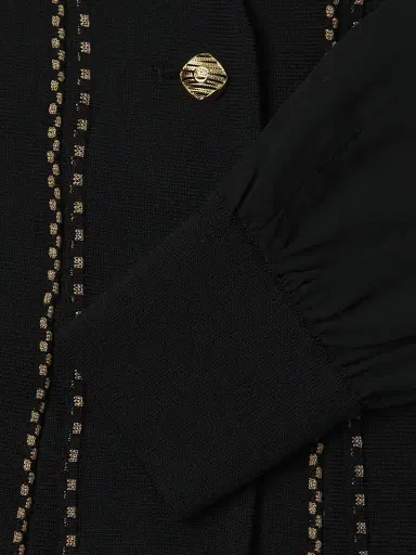 Ming Wang Women's Plus Metallic Knit Button-Front Cardigan - Black Gold | Thumbnail 6 Ming Wang Women's Plus Metallic Knit Button-Front Cardigan - Black Gold | Thumbnail 6