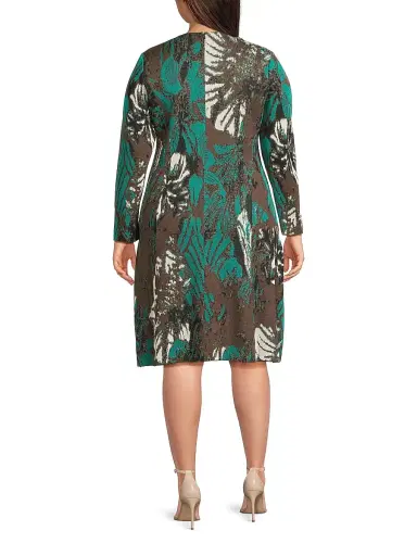 Ming Wang Women's Plus Size Floral Jacquard Soft Knit Midi-Dress | Thumbnail 5