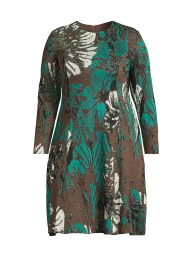 Ming Wang Women's Plus Size Floral Jacquard Soft Knit Midi-Dress | Thumbnail 1