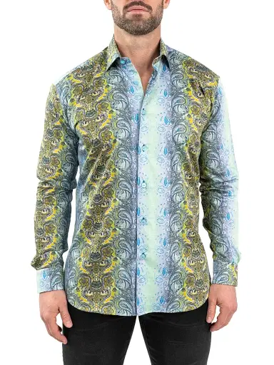 Maceoo Men's Fibonacci Paisley Luxe Shirt - Green | Thumbnail 2 Maceoo Men's Fibonacci Paisley Luxe Shirt - Green | Thumbnail 2