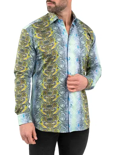 Maceoo Men's Fibonacci Paisley Luxe Shirt - Green | Thumbnail 3 Maceoo Men's Fibonacci Paisley Luxe Shirt - Green | Thumbnail 3