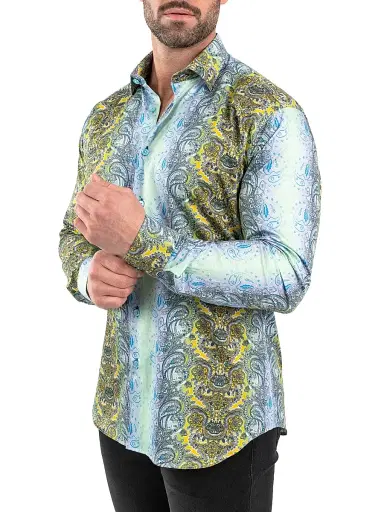 Maceoo Men's Fibonacci Paisley Luxe Shirt - Green | Thumbnail 6 Maceoo Men's Fibonacci Paisley Luxe Shirt - Green | Thumbnail 6