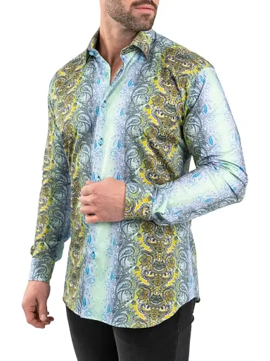 Maceoo Men's Fibonacci Paisley Luxe Shirt - Green | Thumbnail 7 Maceoo Men's Fibonacci Paisley Luxe Shirt - Green | Thumbnail 7
