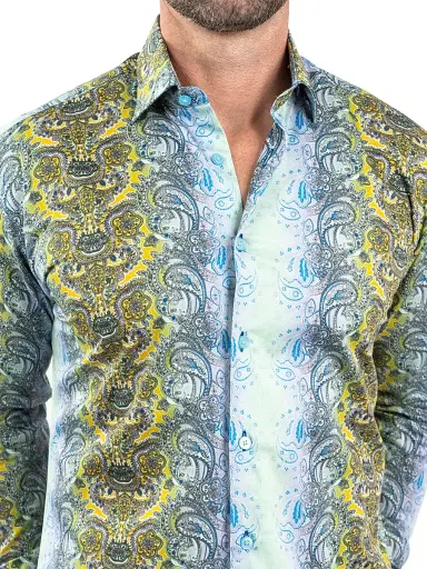Maceoo Men's Fibonacci Paisley Luxe Shirt - Green | Thumbnail 8 Maceoo Men's Fibonacci Paisley Luxe Shirt - Green | Thumbnail 8