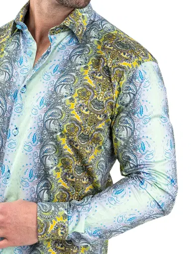 Maceoo Men's Fibonacci Paisley Luxe Shirt - Green | Thumbnail 9 Maceoo Men's Fibonacci Paisley Luxe Shirt - Green | Thumbnail 9