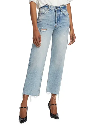 Anine Bing Women's Gavin High-Rise Distressed Wide Crop Jeans | Thumbnail 3 Anine Bing Women's Gavin High-Rise Distressed Wide Crop Jeans | Thumbnail 3