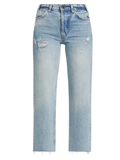 Anine Bing Women's Gavin High-Rise Distressed Wide Crop Jeans | Thumbnail 1 Anine Bing Women's Gavin High-Rise Distressed Wide Crop Jeans | Thumbnail 1