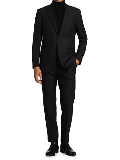 ZEGNA Men's Herringbone Wool Suit - Black | Thumbnail 3 ZEGNA Men's Herringbone Wool Suit - Black | Thumbnail 3