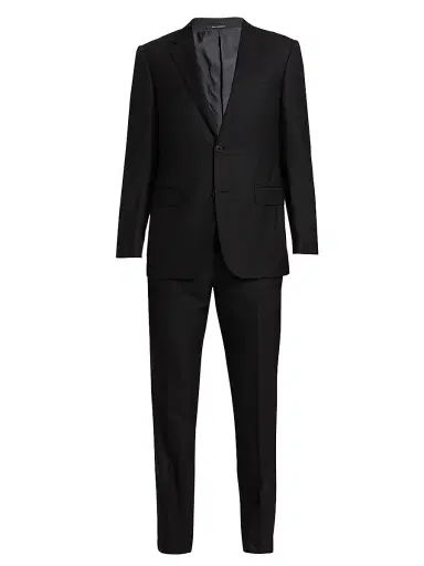 ZEGNA Men's Herringbone Wool Suit - Black | Thumbnail 1 ZEGNA Men's Herringbone Wool Suit - Black | Thumbnail 1