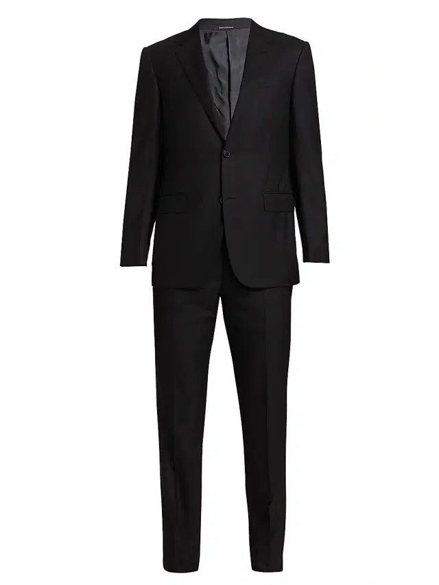 ZEGNA Men's Herringbone Wool Suit - Black