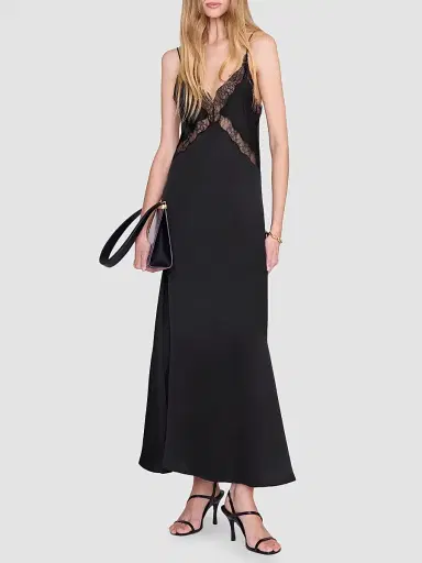 Anine Bing Women's Magnolia Lace-Trimmed Maxi Dress - Black - Size XS | Thumbnail 2
