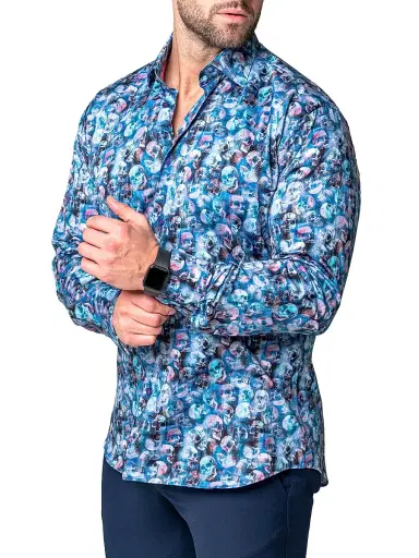 Maceoo Men's Fibonacci Skelz Shirt - Blue | Thumbnail 3 Maceoo Men's Fibonacci Skelz Shirt - Blue | Thumbnail 3
