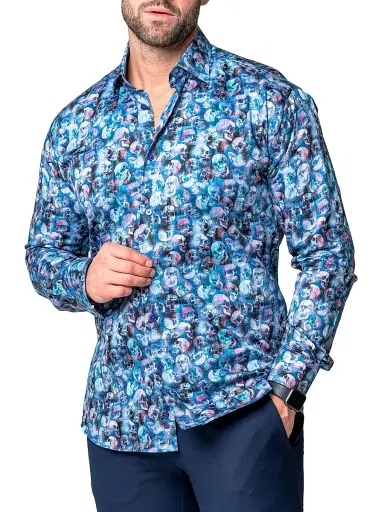 Maceoo Men's Fibonacci Skelz Shirt - Blue | Thumbnail 5 Maceoo Men's Fibonacci Skelz Shirt - Blue | Thumbnail 5