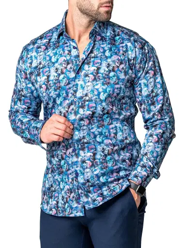 Maceoo Men's Fibonacci Skelz Shirt - Blue | Thumbnail 6 Maceoo Men's Fibonacci Skelz Shirt - Blue | Thumbnail 6
