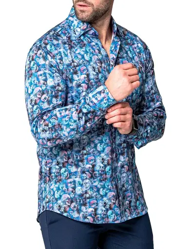 Maceoo Men's Fibonacci Skelz Shirt - Blue | Thumbnail 7 Maceoo Men's Fibonacci Skelz Shirt - Blue | Thumbnail 7