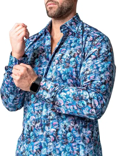 Maceoo Men's Fibonacci Skelz Shirt - Blue | Thumbnail 8 Maceoo Men's Fibonacci Skelz Shirt - Blue | Thumbnail 8