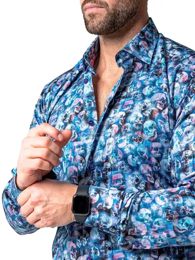 Maceoo Men's Fibonacci Skelz Shirt - Blue | Thumbnail 9 Maceoo Men's Fibonacci Skelz Shirt - Blue | Thumbnail 9