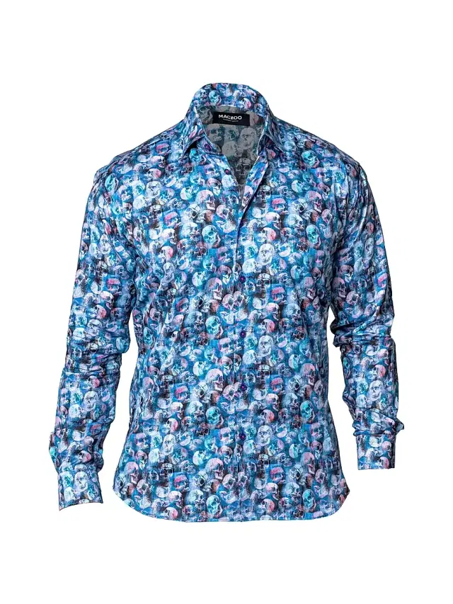 Maceoo Men's Fibonacci Skelz Shirt - Blue